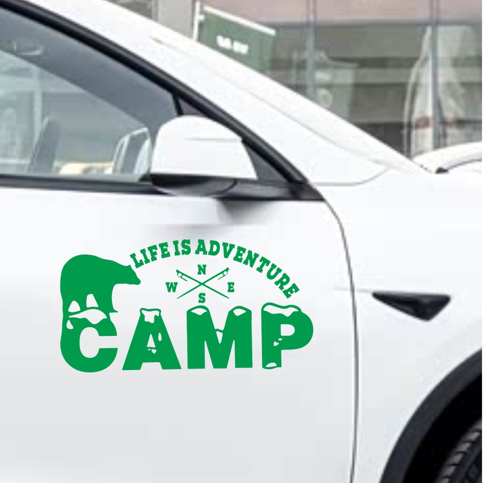 Outdoor Adventure Words - สติกเกอร์ติดรถแคมป์ปิ้งออฟโรด ลายหมี CAMP สติกเกอร์ไวนิลกันน้ำ สำหรับรถ SUV