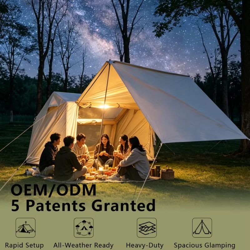 Outdoor Adventure Logo - เต็นท์เป่าลมสำหรับครอบครัวขนาดใหญ่พร้อมโลโก้สั่งทำพิเศษ เหมาะสำหรับการผจญภัยกลางแจ้งในวันหยุดสุดสัปดาห์