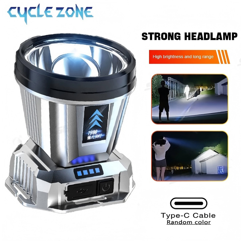 Outdoor Adventure Zone - ไฟฉายคาดศีรษะแบบพกพา TYPE-C ไฟฉายคาดศีรษะแบบชาร์จไฟได้ ไฟฉายคาดศีรษะสำหรับตกปลากลางคืน โคมไฟตั้งแคมป์กลางแจ้ง ไฟฉายด้านหน้า